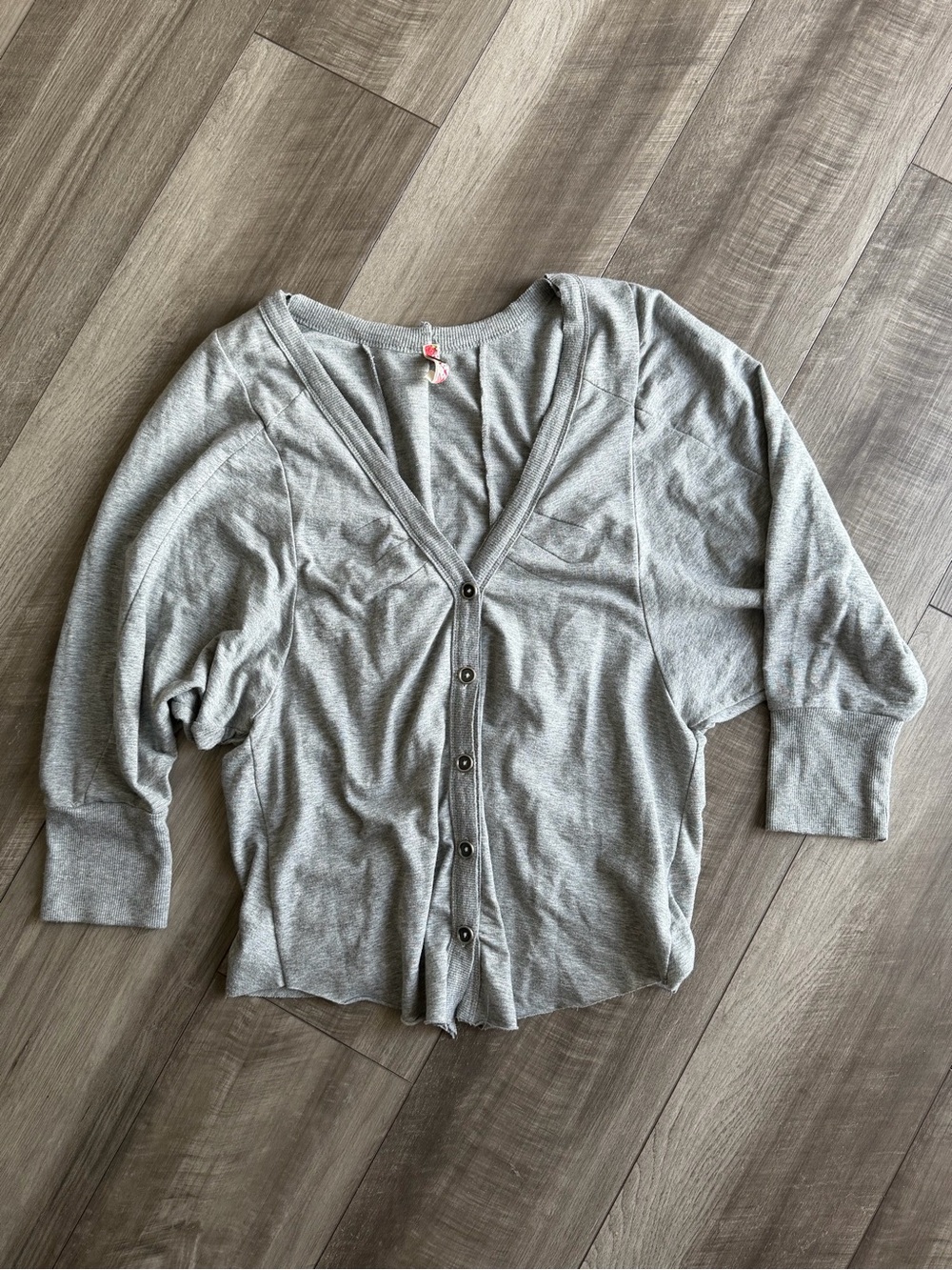 Free People Dolman Sleeve Slouchy V Neck Cardigan Button Front Gray Women’s Sz M